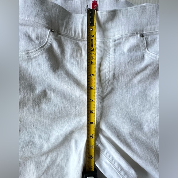 SPANX Women's‎ distressed white ankle skinny jeans jeggings sz L 20229R Pull On - Picture 8 of 11